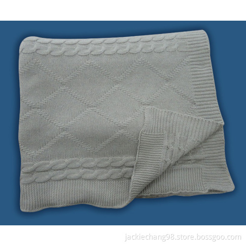 100% Solid Color Cotton Cable-Knitted Adult Blanket